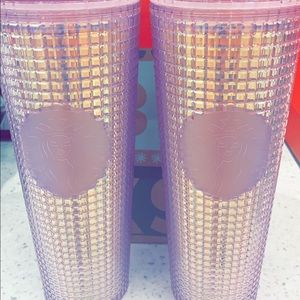 TWO IRIDESCENT PINK STARBUCKS TUMBLERS